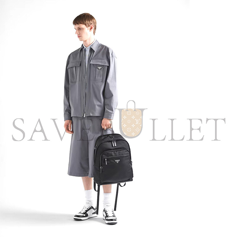 Pra*a re-nylon and saffiano leather backpack 2vz048 (43.5*31*20cm)